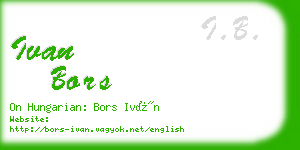 ivan bors business card